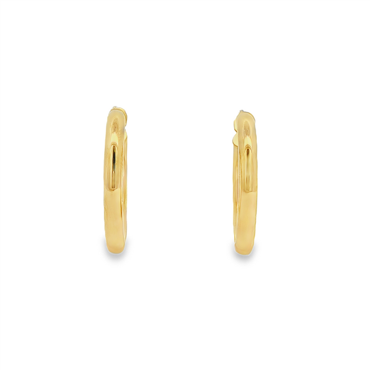 14K Yellow Gold Hollow Hoop Earrings – 2.5 × 15mm, 1.4g