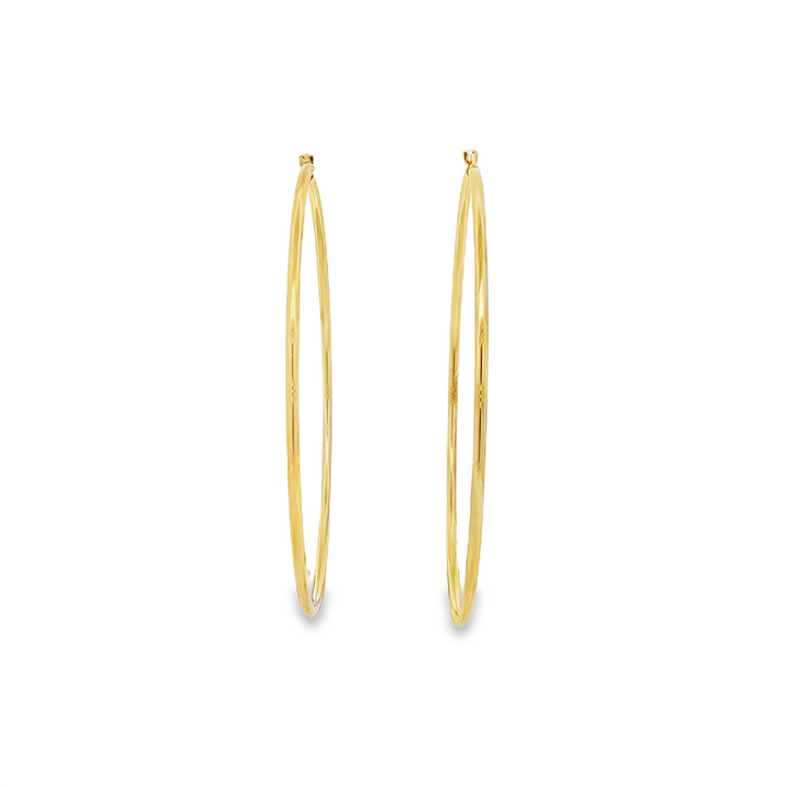 14K Yellow Gold 70mm x 2mm Hoop Earrings – 3.5g