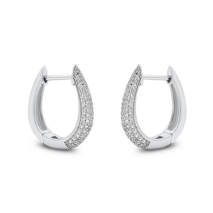 14K White Gold 17.5x3.8mm Natural Diamond Hoop Earrings – 0.50ctw.