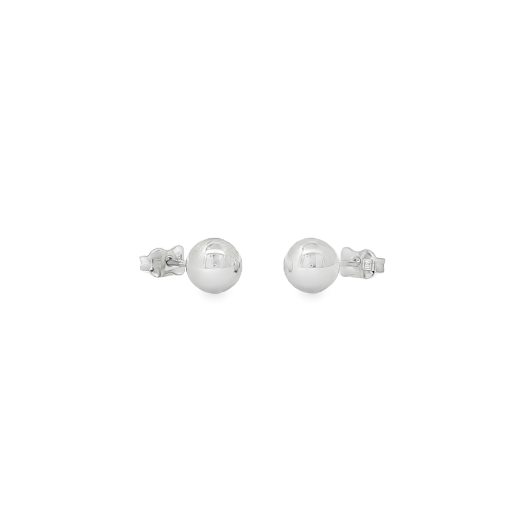 14K White Gold Light Ball Stud Earrings 7mm – 1.2g