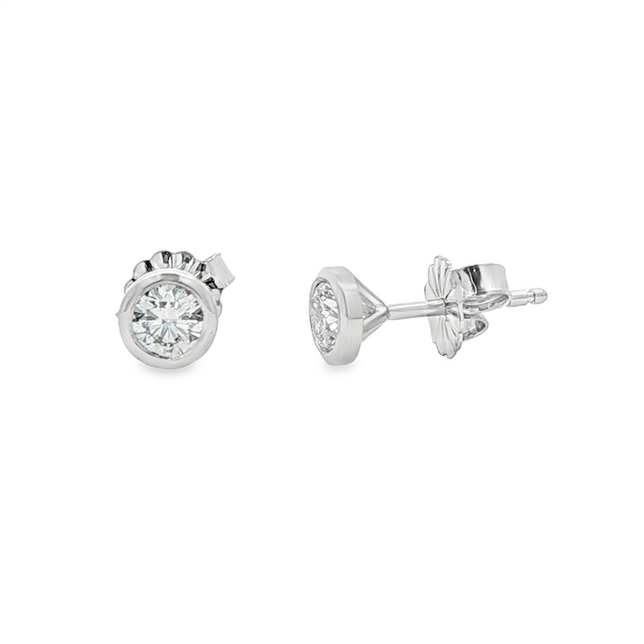 14K White Gold Lab Diamond Bezel Stud Earrings – 0.51ctw.