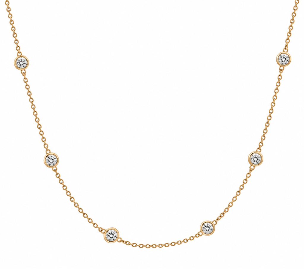14K Yellow Gold Natural Diamond by the Yard Necklace – 1.55ctw