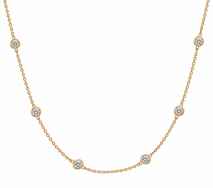 14K Yellow Gold Natural Diamond by the Yard Necklace – 1.55ctw