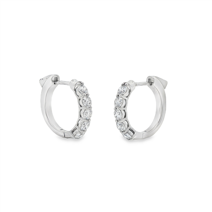 18K White Gold Natural Diamond Hoop Earrings – 1.07ctw, 16x3.1mm, 5.2g