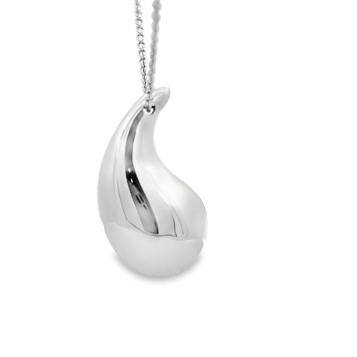 14K White Gold Large Teardrop Necklace – 18"