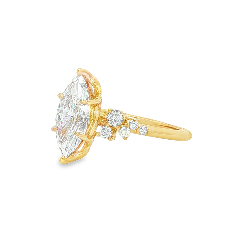 14K Yellow Gold Lab Grown Diamond "Cluster" Semi-Mount – 0.26ctw