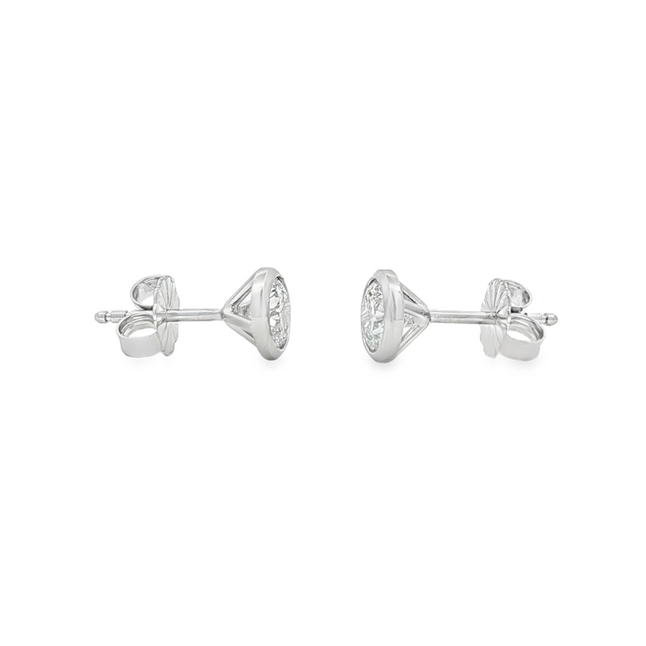 14K White Gold Lab Diamond Bezel Stud Earrings – 1.04ctw