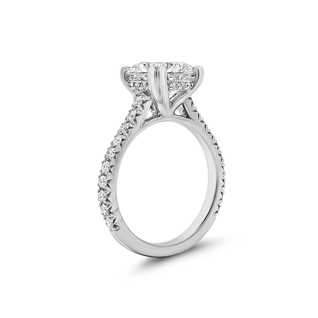 Platinum Hidden Halo Natural Diamond Semi-Mount Engagement Ring