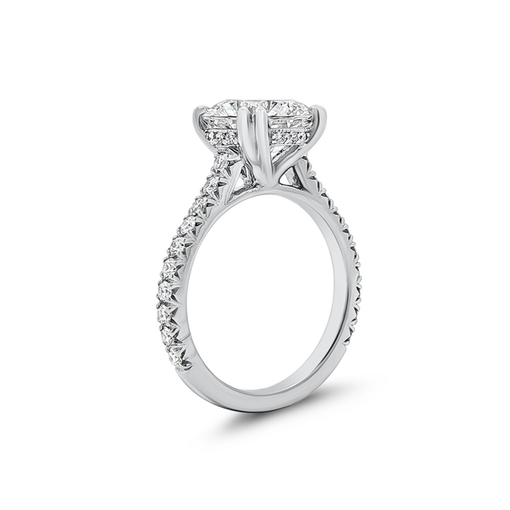 Platinum Hidden Halo Natural Diamond Semi-Mount Engagement Ring