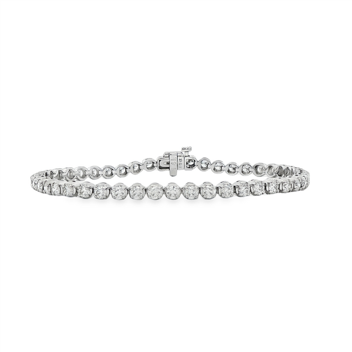 14K White Gold 3.7mm Natural Diamond Tennis Bracelet – 4.00ctw.