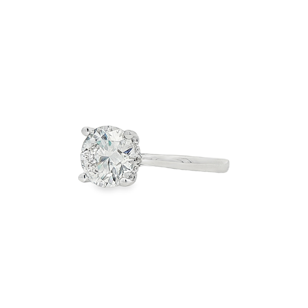 14K White Gold Hidden Halo Lab Grown Diamond Engagement Ring – 2.12ctw.