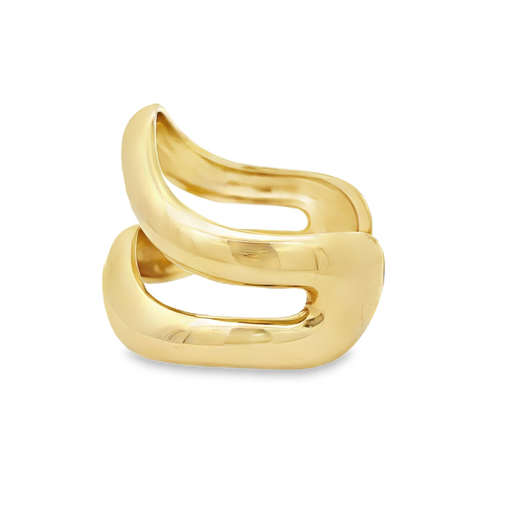 18K Yellow Gold Double Wave Cuff Bracelet – Estate, 90g