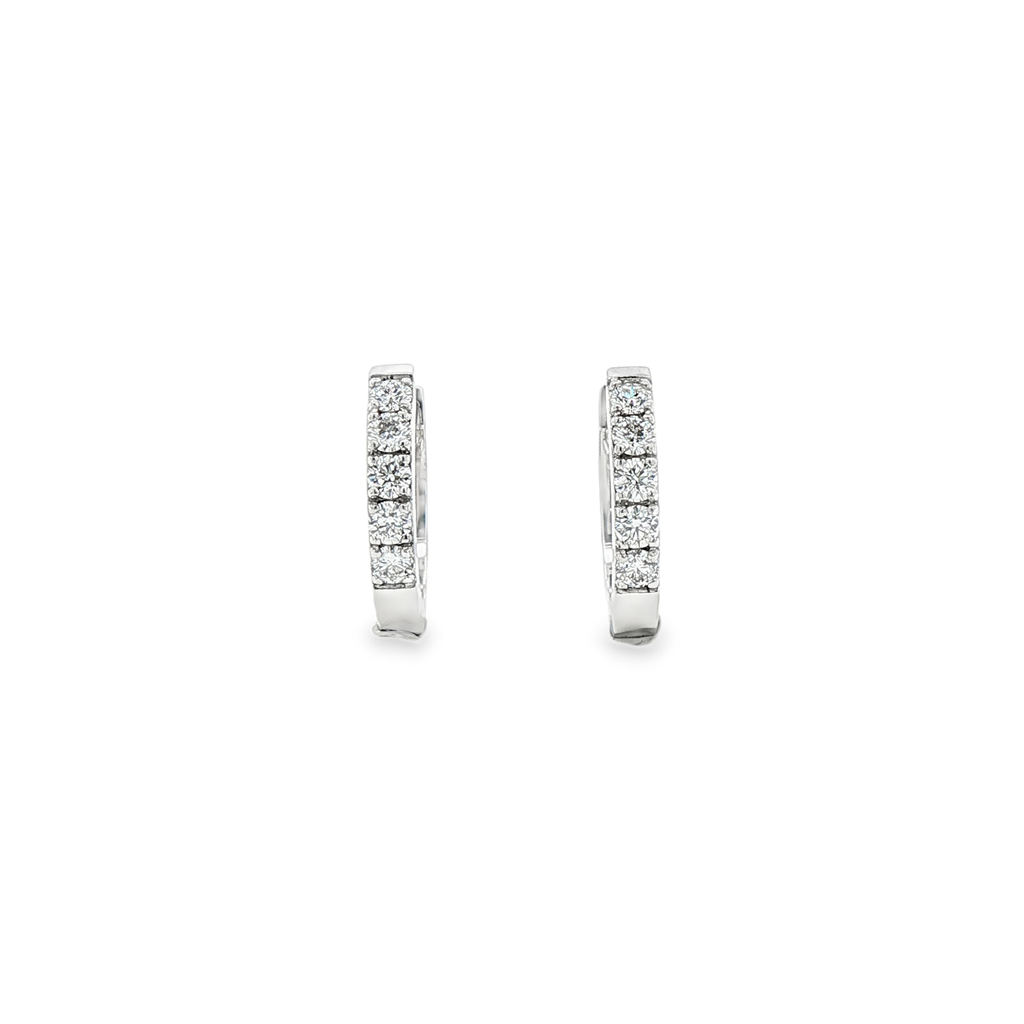 14K White Gold Natural Diamond Hoop Earrings – 12.7 x 2.2mm, 0.30ctw, 2.6g