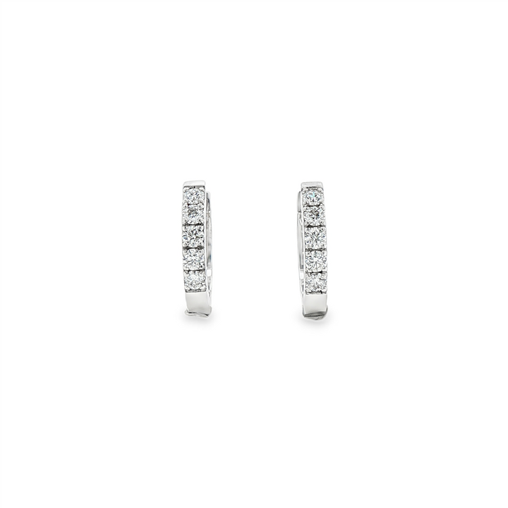 14K White Gold Natural Diamond Hoop Earrings – 12.7 x 2.2mm, 0.30ctw, 2.6g