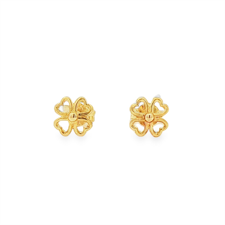 14K Yellow Gold 4-Leaf Clover Stud Earrings – 1.15g