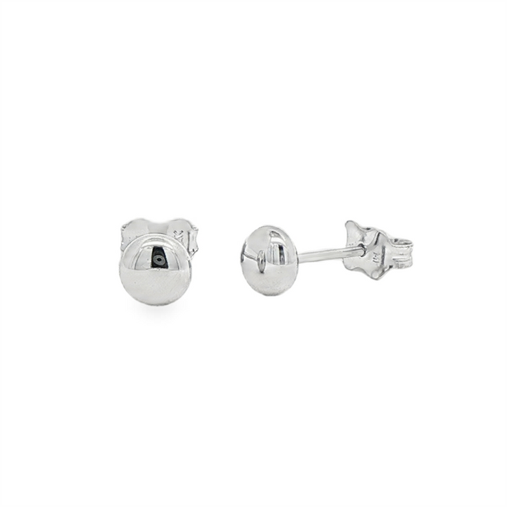 14K White Gold Flat Button Stud Earrings 5.5mm – 0.6g