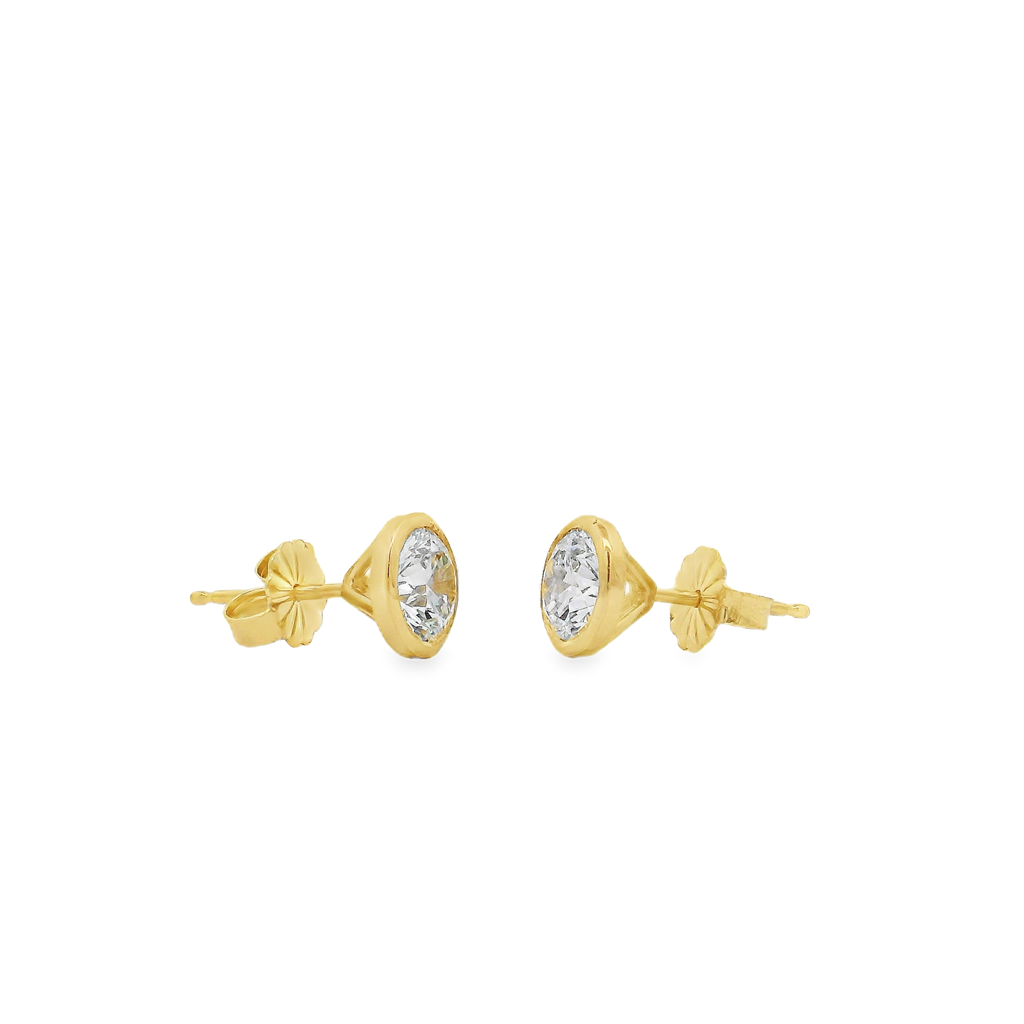 14K Yellow Gold Bezel Set Lab Grown Diamond Stud Earrings – 1.56ctw.