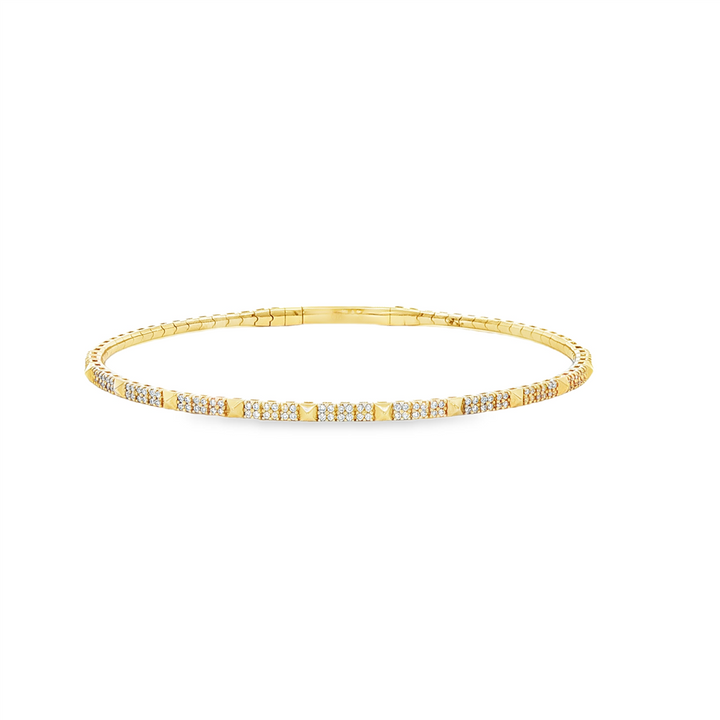 14K Yellow Gold Stud Half Flexi Diamond Bracelet – 0.35ctw.