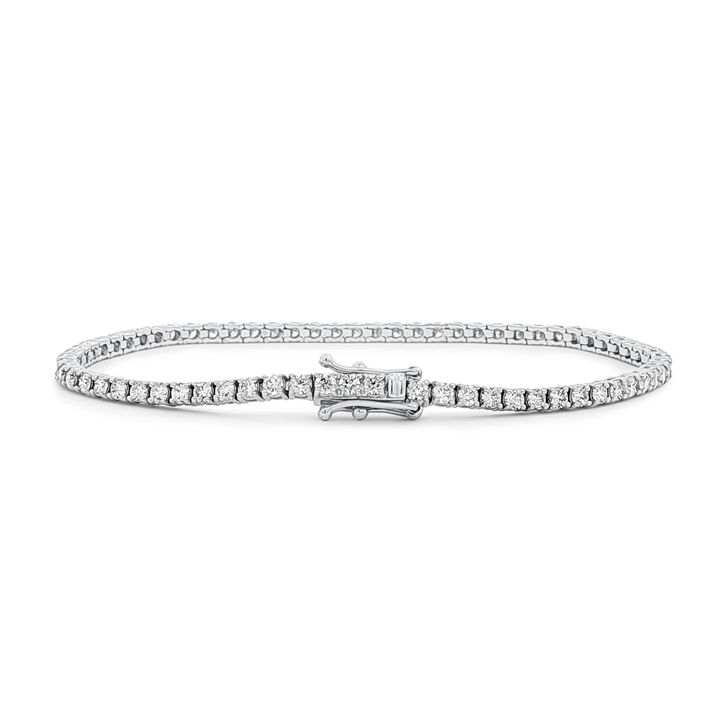 14K White Gold Natural Diamond Tennis Bracelet – 3.05ctw.