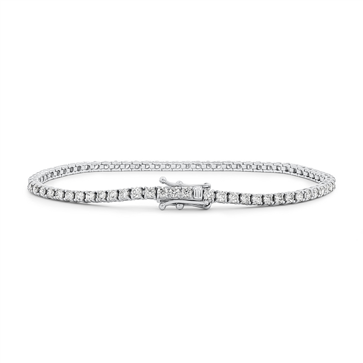 14K White Gold Natural Diamond Tennis Bracelet – 3.05ctw.