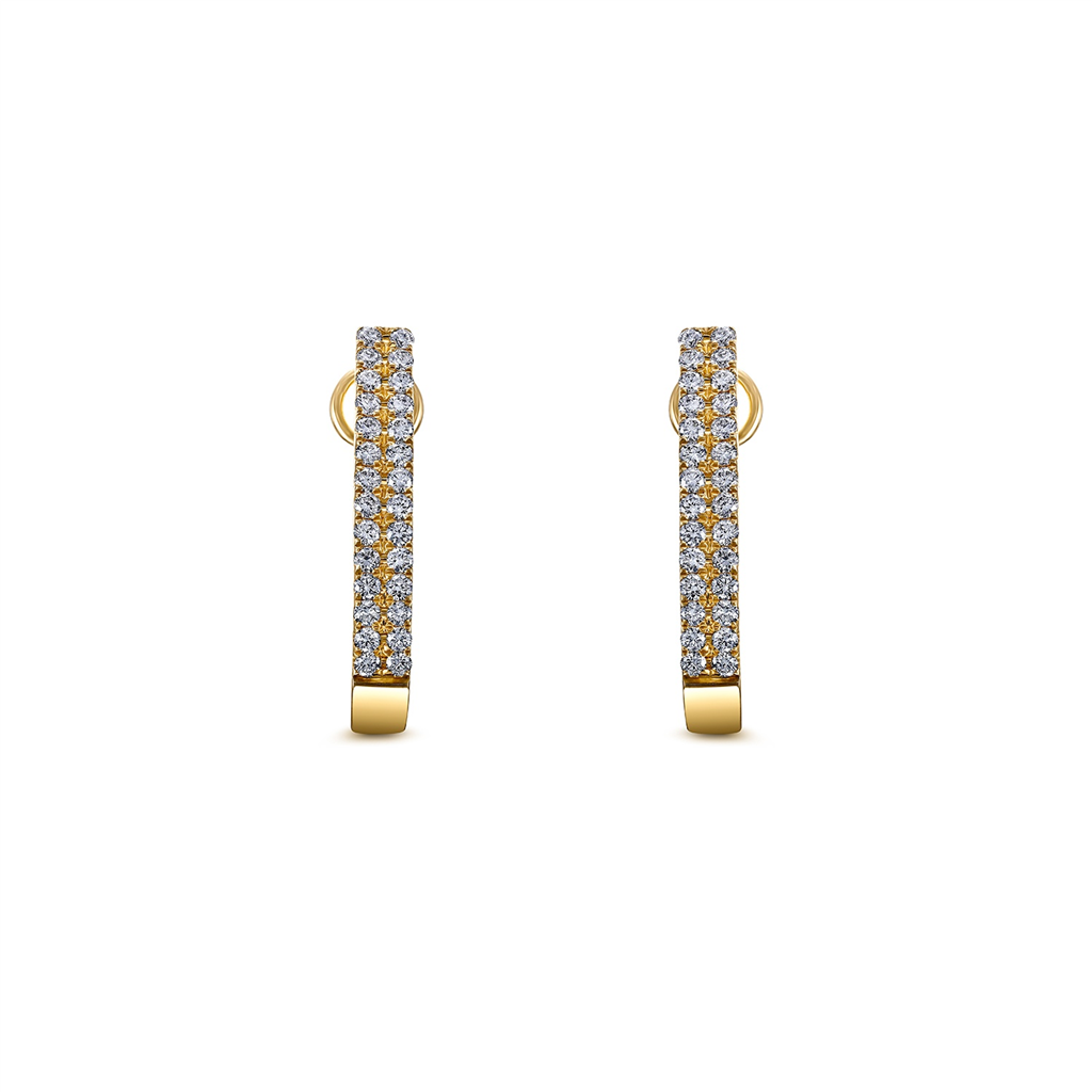 18K Yellow Gold Two-Row Diamond Hoop Earrings 0.63ctw.