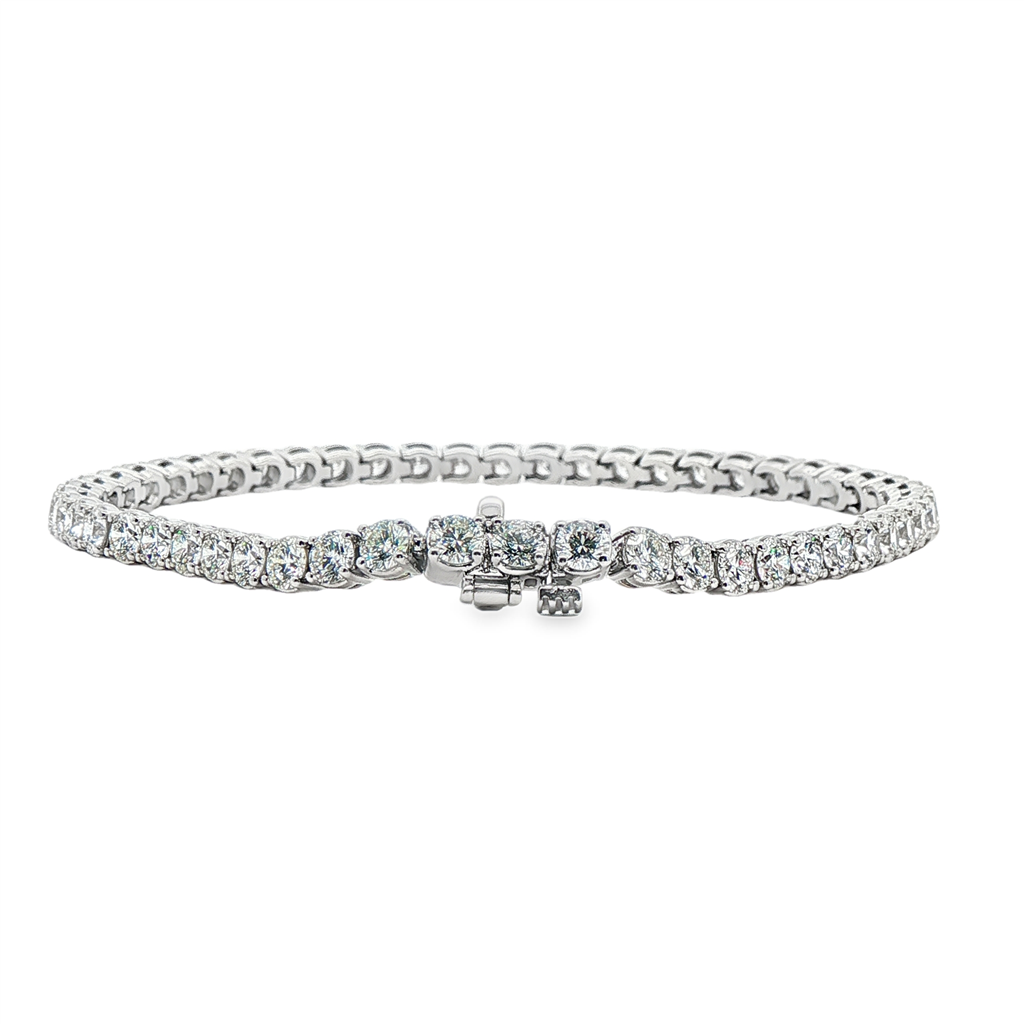 14K White Gold Natural Diamond Tennis Bracelet – 6.73ctw, 7"
