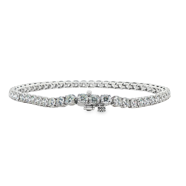 14K White Gold Natural Diamond Tennis Bracelet – 6.73ctw, 7"