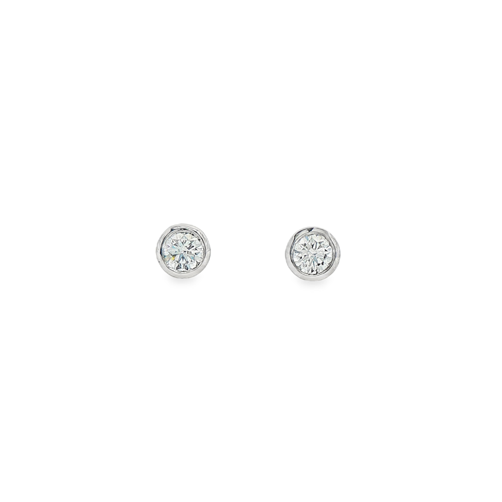 14K White Gold Lab Diamond Bezel Stud Earrings – 0.77ctw, VVS2–VS1, D–E, 1g