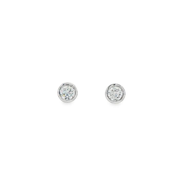 14K White Gold Lab Diamond Bezel Stud Earrings – 0.78ctw, VVS2–VS1, D–E, 1g