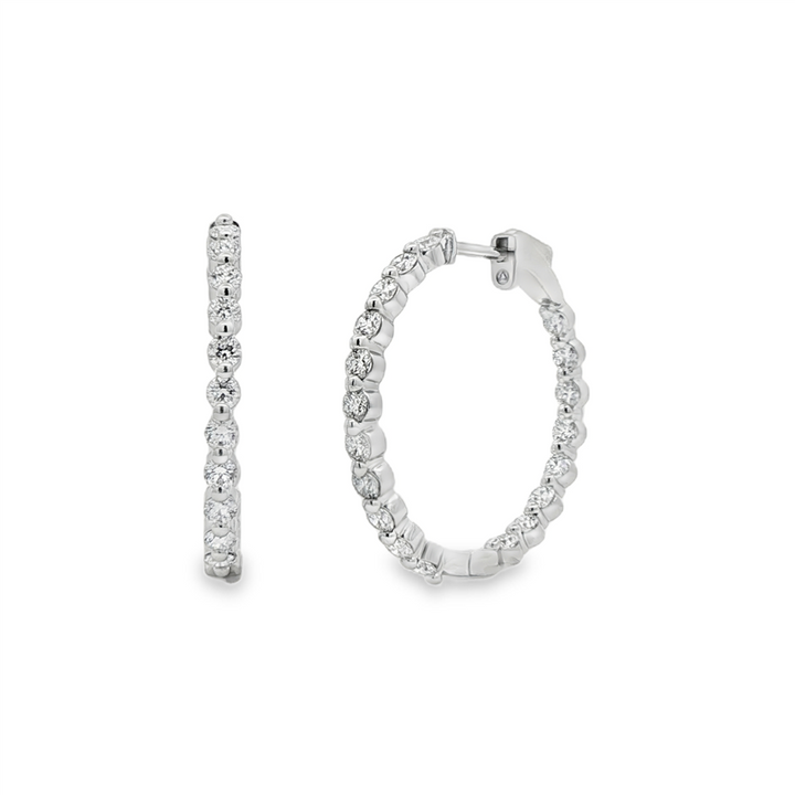 14K White Gold 27mm Inside-Out Lab Grown Diamond Hoop Earrings – 2.09ctw.