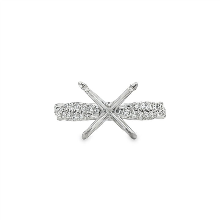 18K White Gold Natural Diamond Twist Semi-Mount Engagement Ring – 0.44ctw.