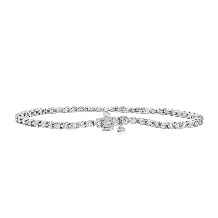 14K White Gold Natural Diamond Tennis Bracelet – 2.5mm, 7", approx. 1.96 CTW, 8.8g