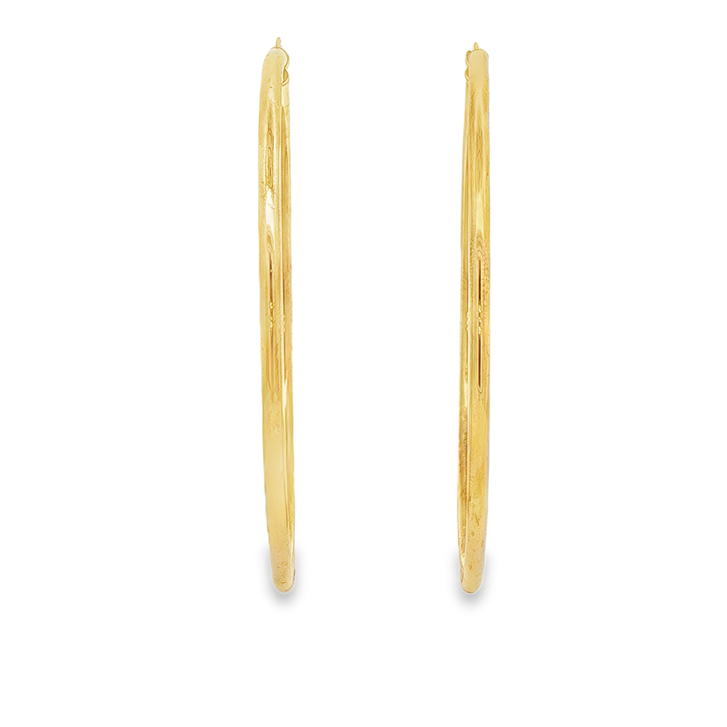 14K Yellow Gold Medium Light Hoop Earrings 60mm – 4.6g