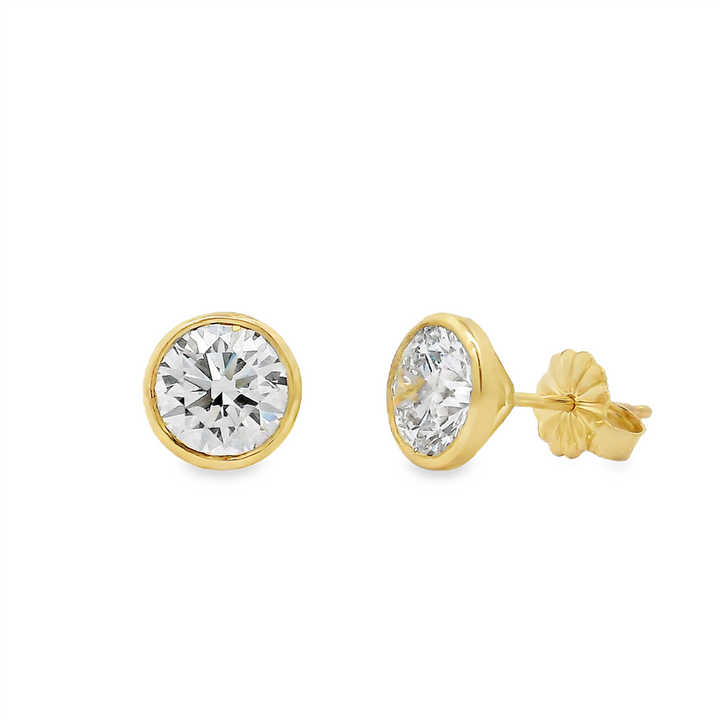 14K Yellow Gold Bezel Set Lab Grown Diamond Stud Earrings – 2.09ctw
.