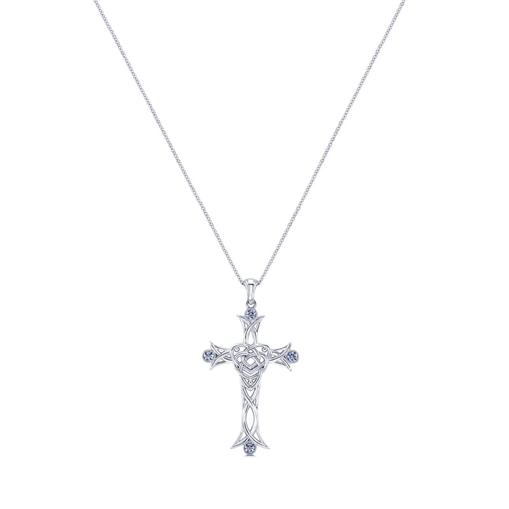 14K White Gold Diamond Cross Pendant 0.32ctw.