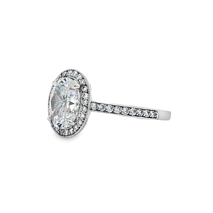 14K White Gold Oval Halo Semi-Mount Engagement Ring – 0.37ctw.