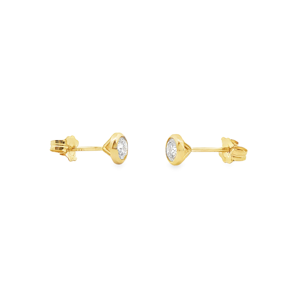14K Yellow Gold Lab Grown Diamond Bezel Stud Earrings – 0.50ctw.