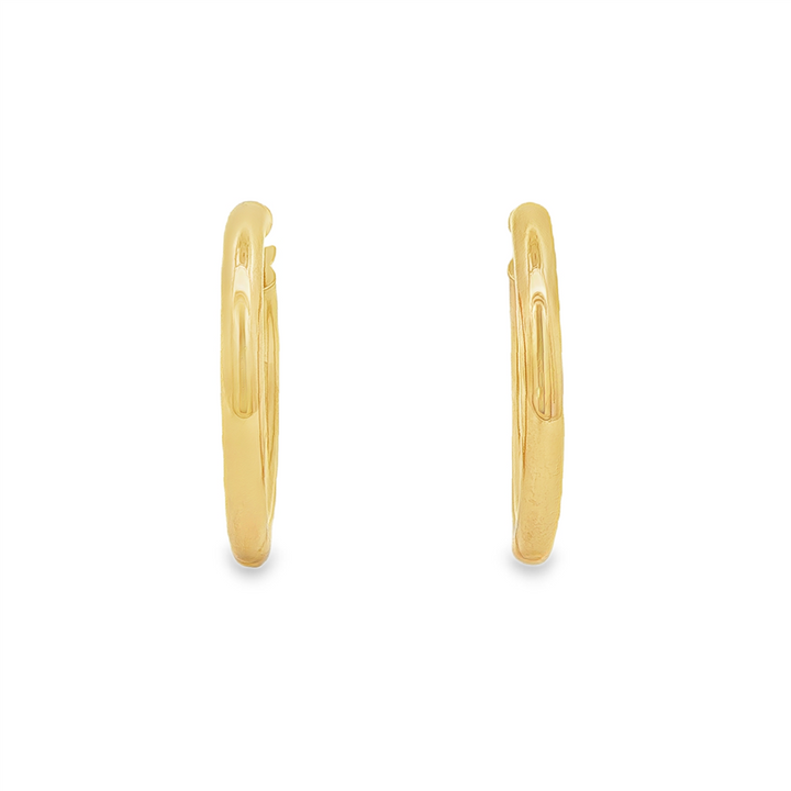 14K Yellow Gold Hollow Hoop Earrings – 3 × 20mm, 2.1g
