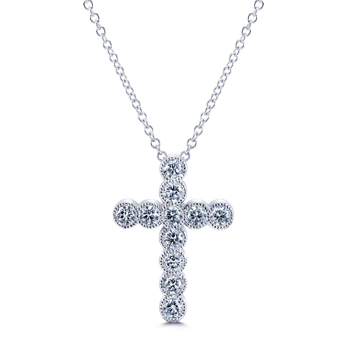 14K White Gold Diamond Cross 0.41ctw