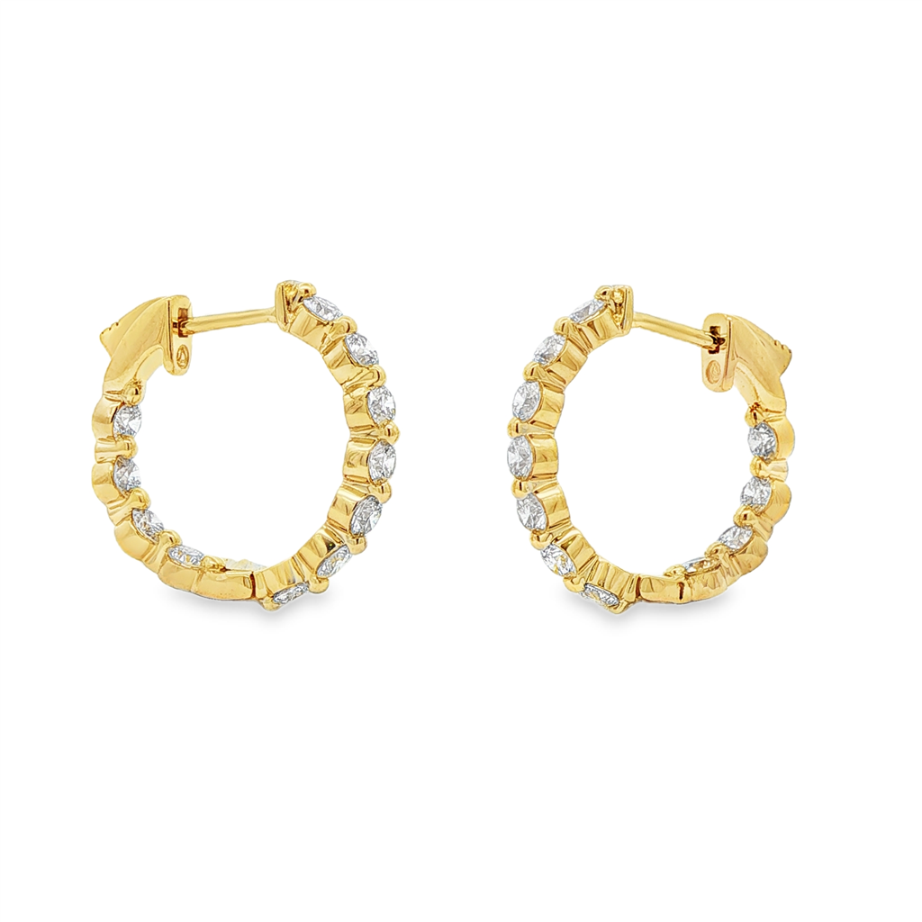 14K Yellow Gold Inside-Out Lab Diamond Hoop Earrings – 20x3mm, 1.97ctw, 4.8g