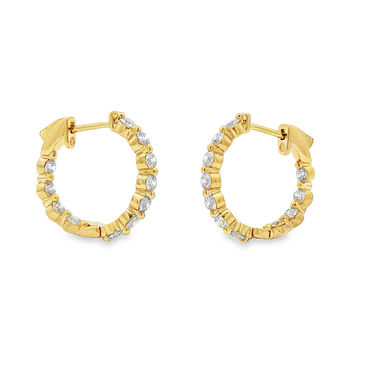 14K Yellow Gold Inside-Out Lab Diamond Hoop Earrings – 20x3mm, 1.97ctw, 4.8g