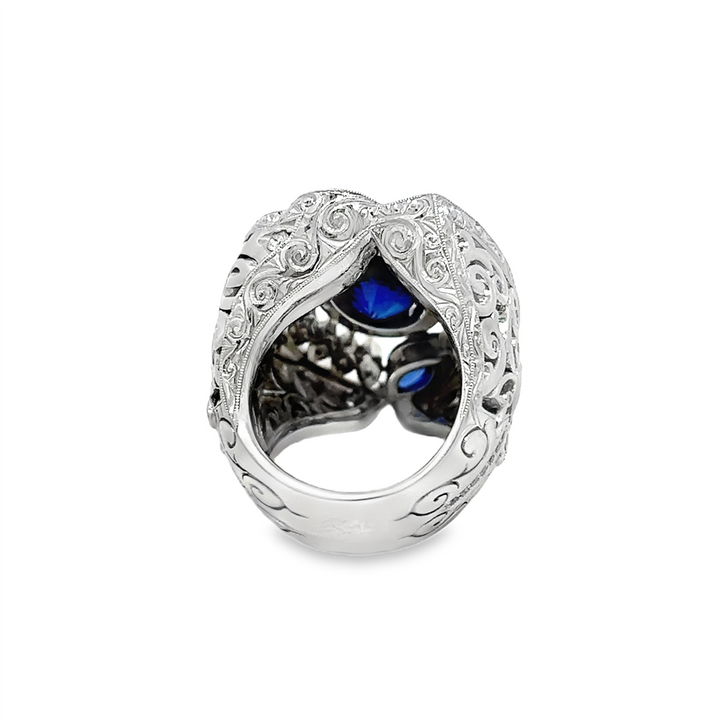 18K White Gold Two-Stone Sapphire & Diamond Ring – Approx. 5.00ct Sapphire / 2.00ct Diamond