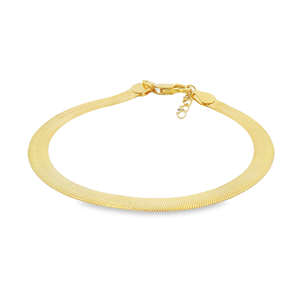 14K Yellow Gold Herringbone Bracelet – 5mm, 7–7.75", 4.1g
