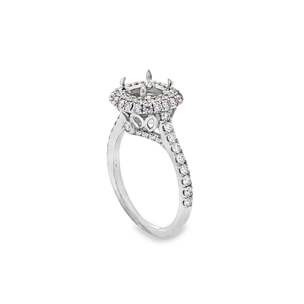 18K White Gold "Bloom" Diamond Semi-Mount Engagement Ring – 0.87ctw.