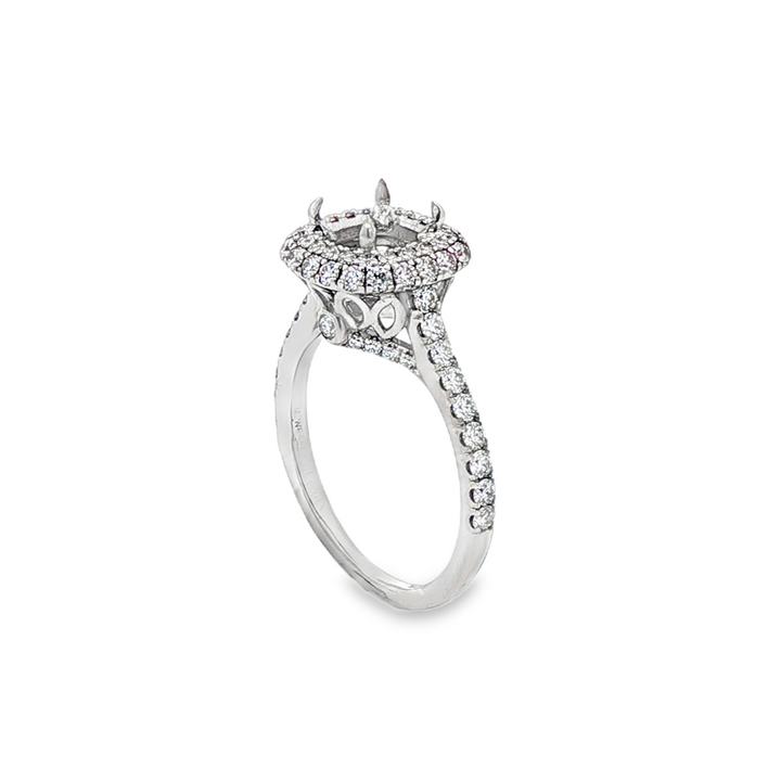 18K White Gold "Bloom" Diamond Semi-Mount Engagement Ring – 0.87ctw.