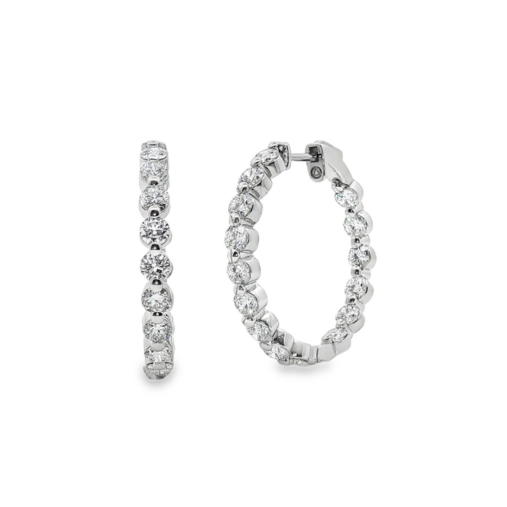 14K White Gold Inside-Out Lab Diamond Hoop Earrings – 27.4x3.5mm, 3.94ctw, 8.2g