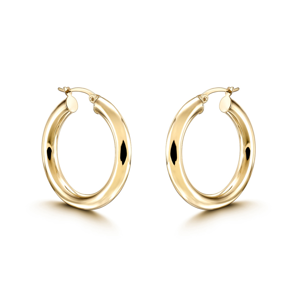 14K Yellow Gold Light Hoop Earrings (4x20mm)