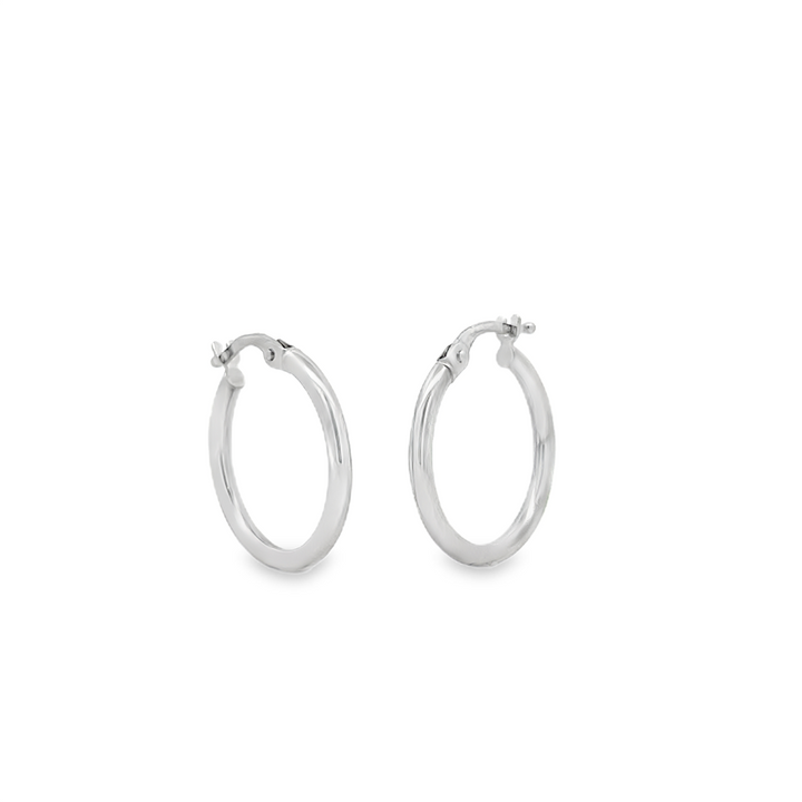 14K White Gold Light Hoop Earrings 2x15mm – 1.1g