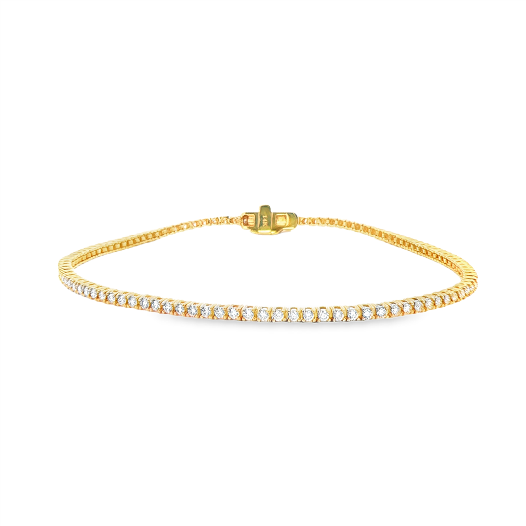 14K Yellow Gold Natural Diamond 1.8mm Tennis Bracelet – 1.00ctw