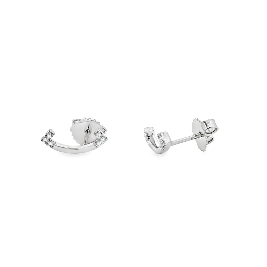 14K White Gold Mini Smile Natural Diamond Stud Earrings – 1.6g